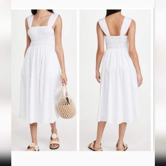 STAUD Ida Smocked White Dress - Picture 2 of 8